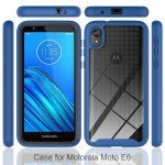 Wholesale Motorola Moto E6 Clear Dual Defense Hybrid Case (Hot Pink)